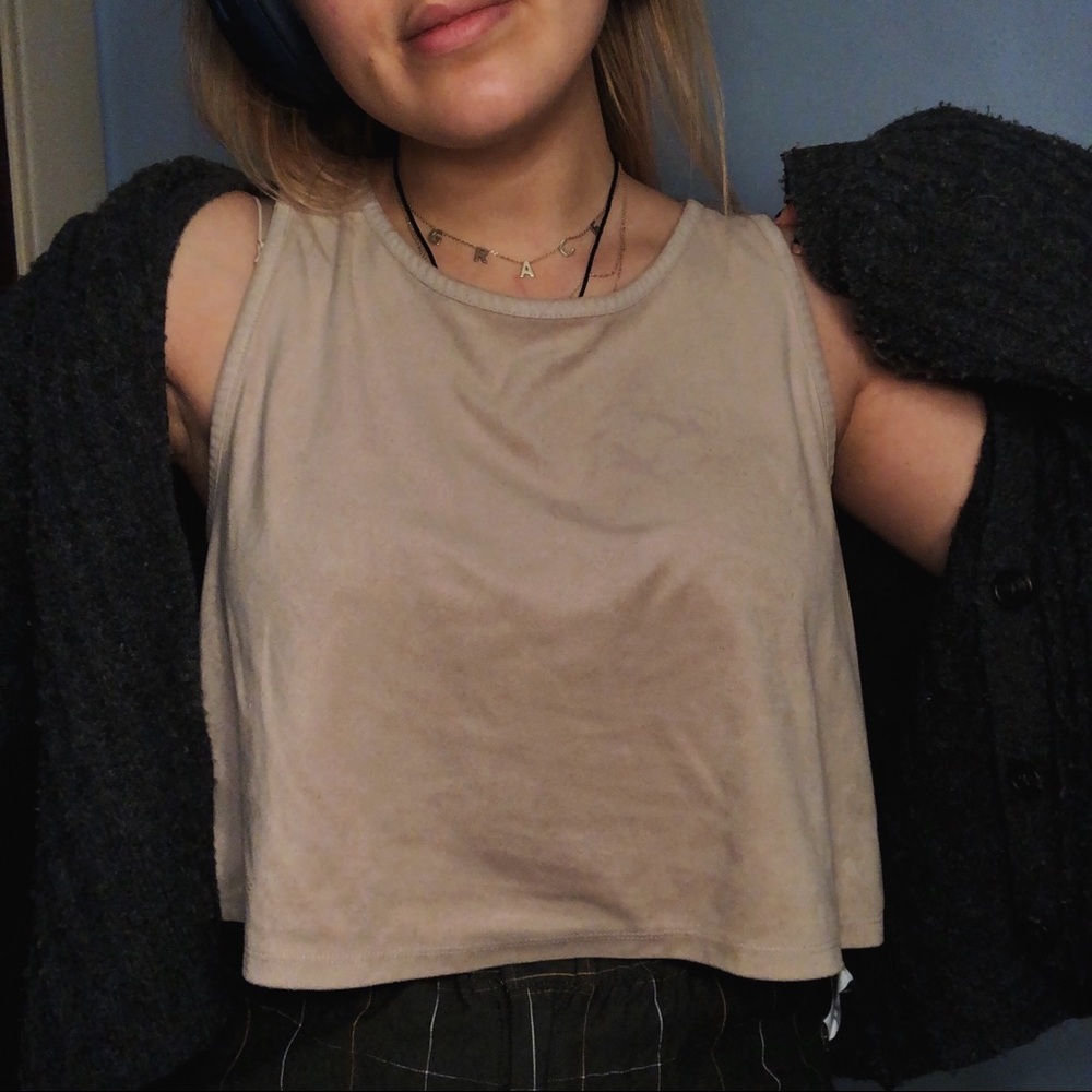 Forever 21 Suede Cropped Tank Top Size L